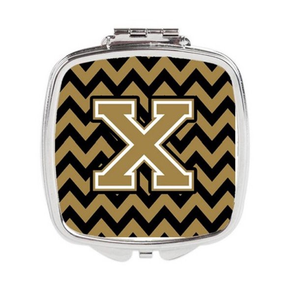 Carolines Treasures Letter x Chevron Black and Gold Compact Mirror, 3 x 0.3 x 2.75 in. CJ1050-XSCM